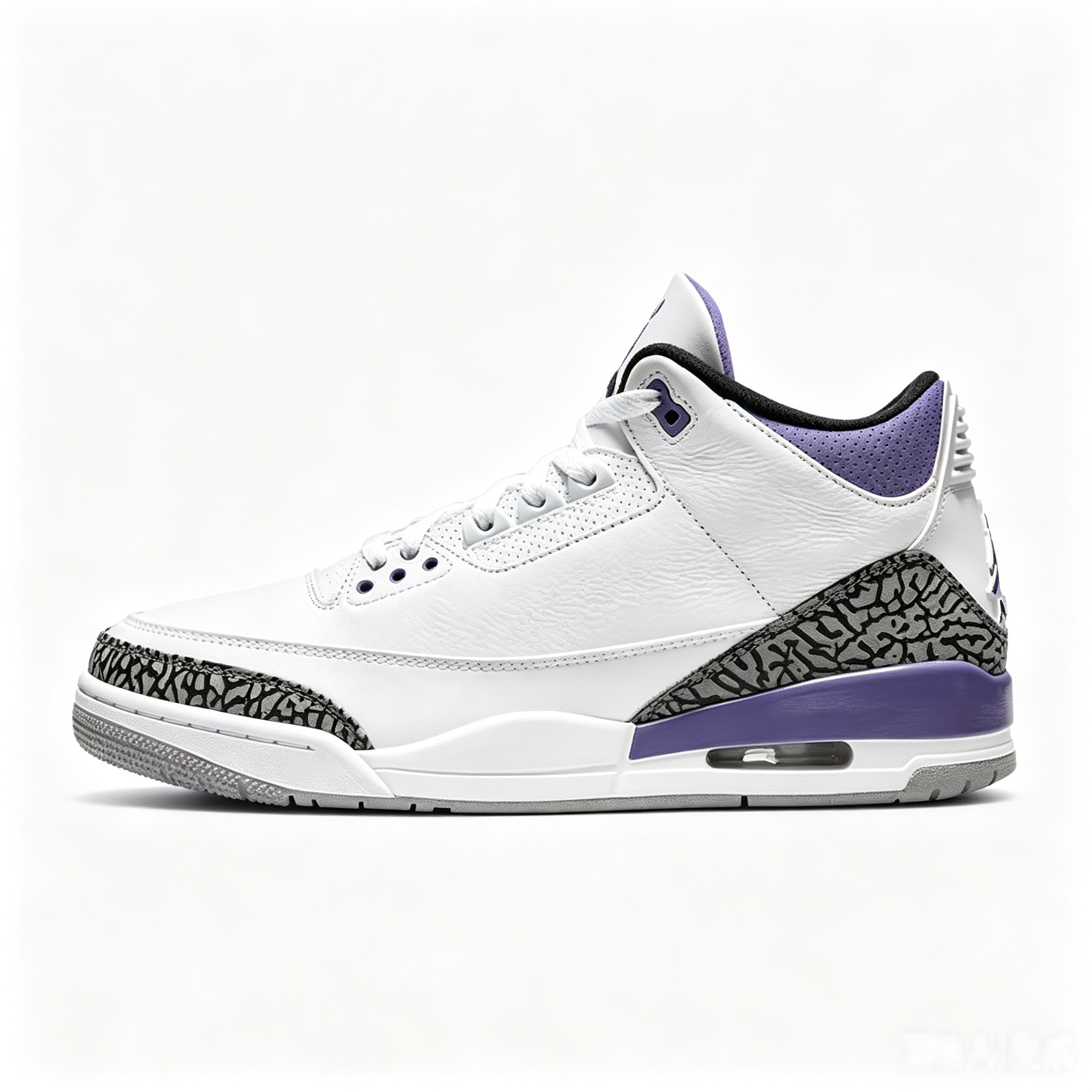 Air Jordan 3 (AJ3) Men's Mid-Top Retro Basketball Shoes – White/Purple, Durable (CT8532-105)
