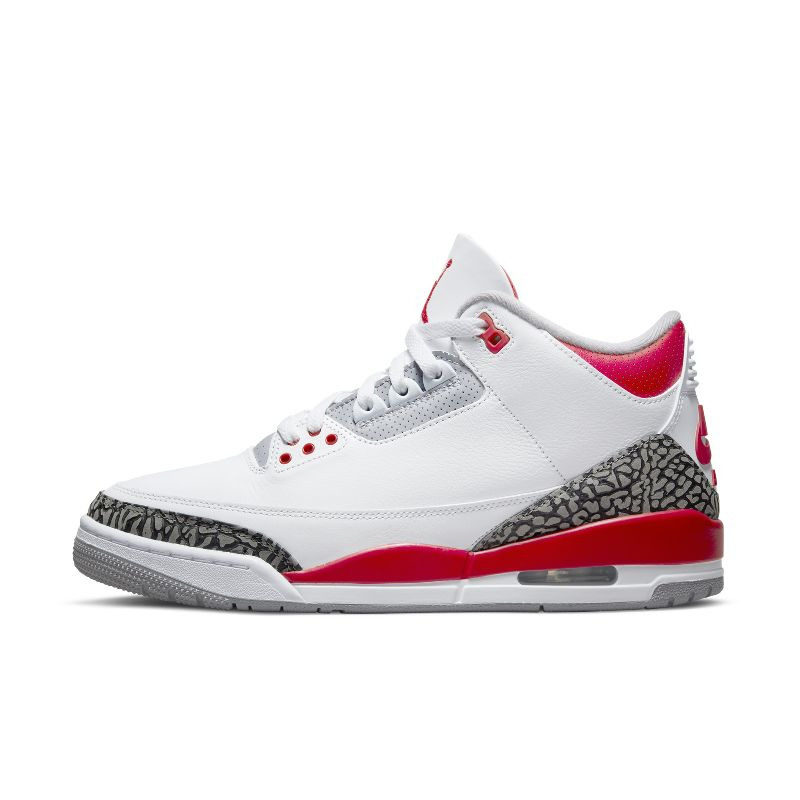 Air Jordan 3 Retro Men's Mid‑Top Casual Basketball Sneakers, White/Fire Red, Style Code: DN3707‑160