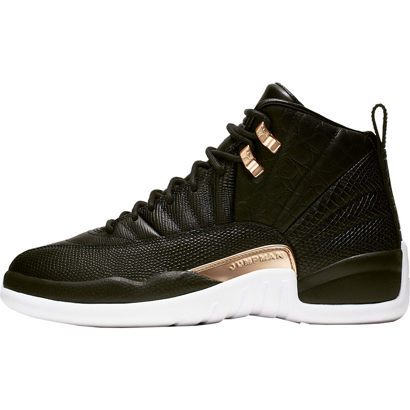 Nike Air Jordan 12 Retro Mid Snake Print Black Gold Vintage Basketball Shoes AO6068‑007