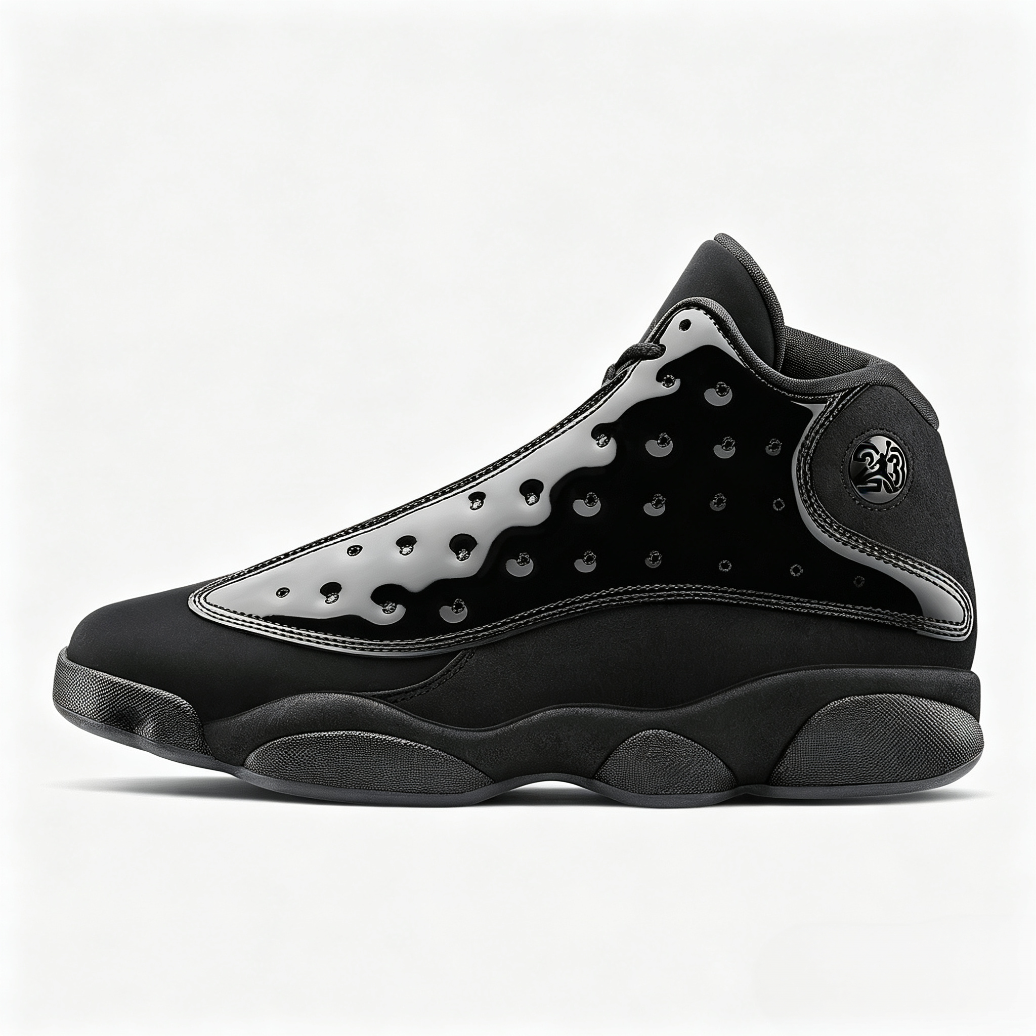 Air Jordan 13 AJ13 Cap & Gown Black Patent Leather Black Cat Retro Basketball Shoes 414571‑012