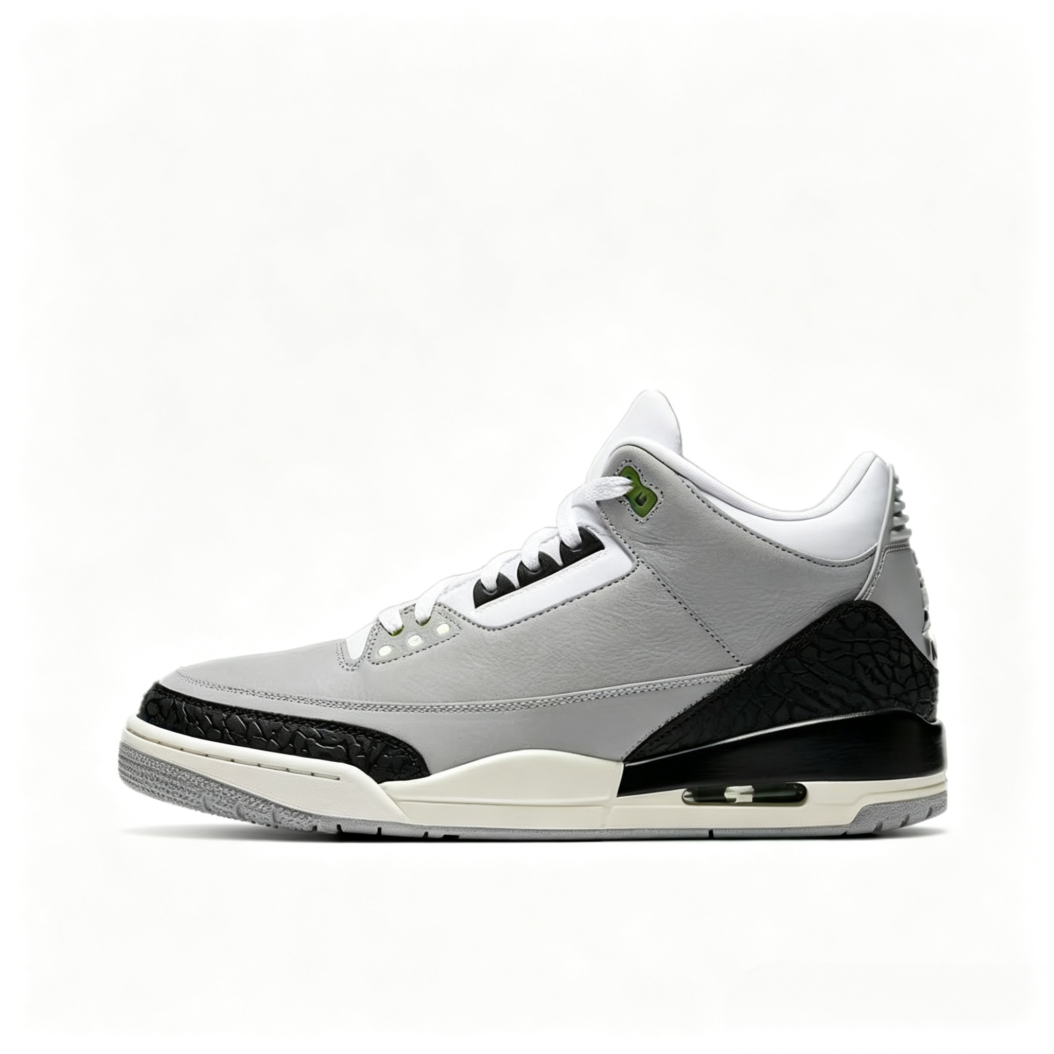Air Jordan 3 GS AJ3 Grey Green Mid‑Top Air Cushion Casual Sneakers 398614‑006