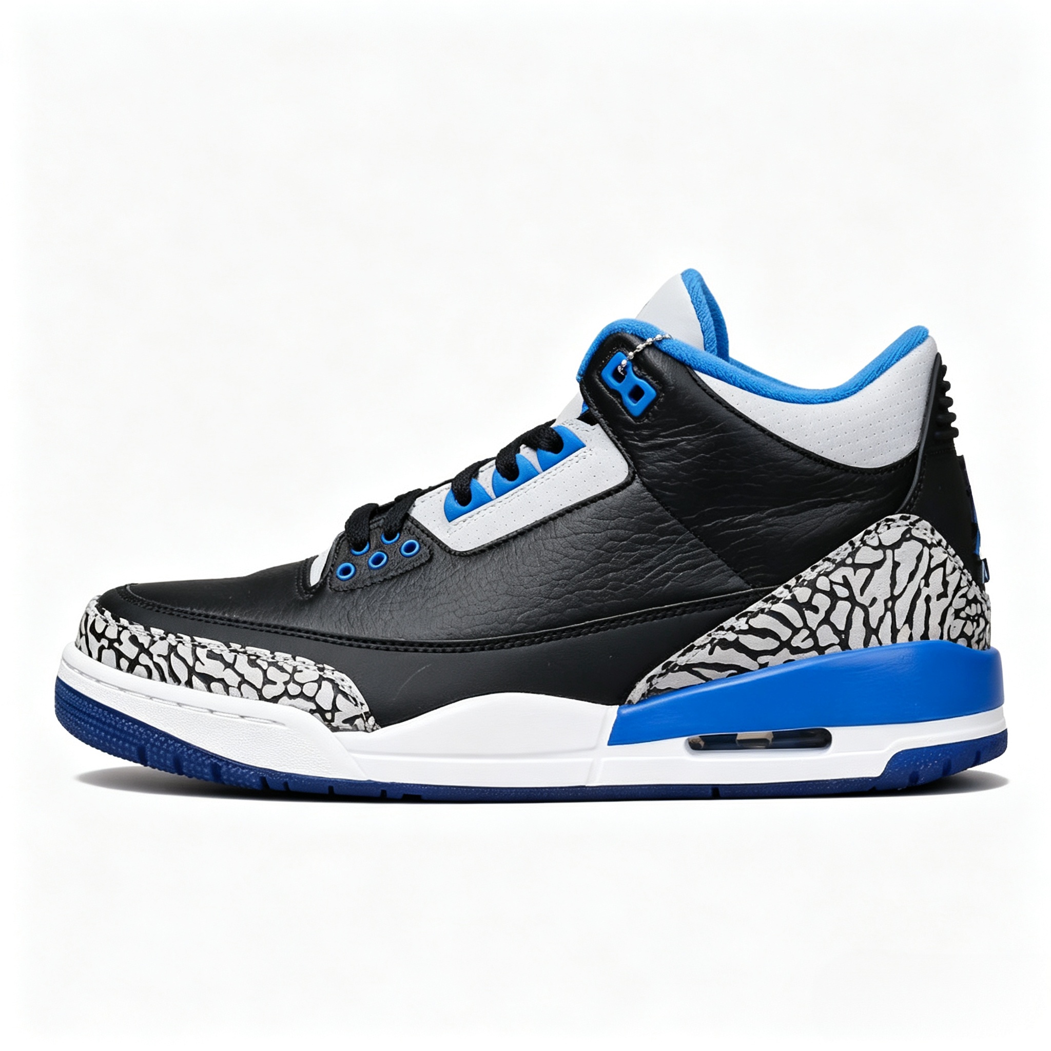 Air Jordan 3 Sport Blue AJ3 Black Cement Black‑Blue Men's Retro Basketball Shoes 136064‑007