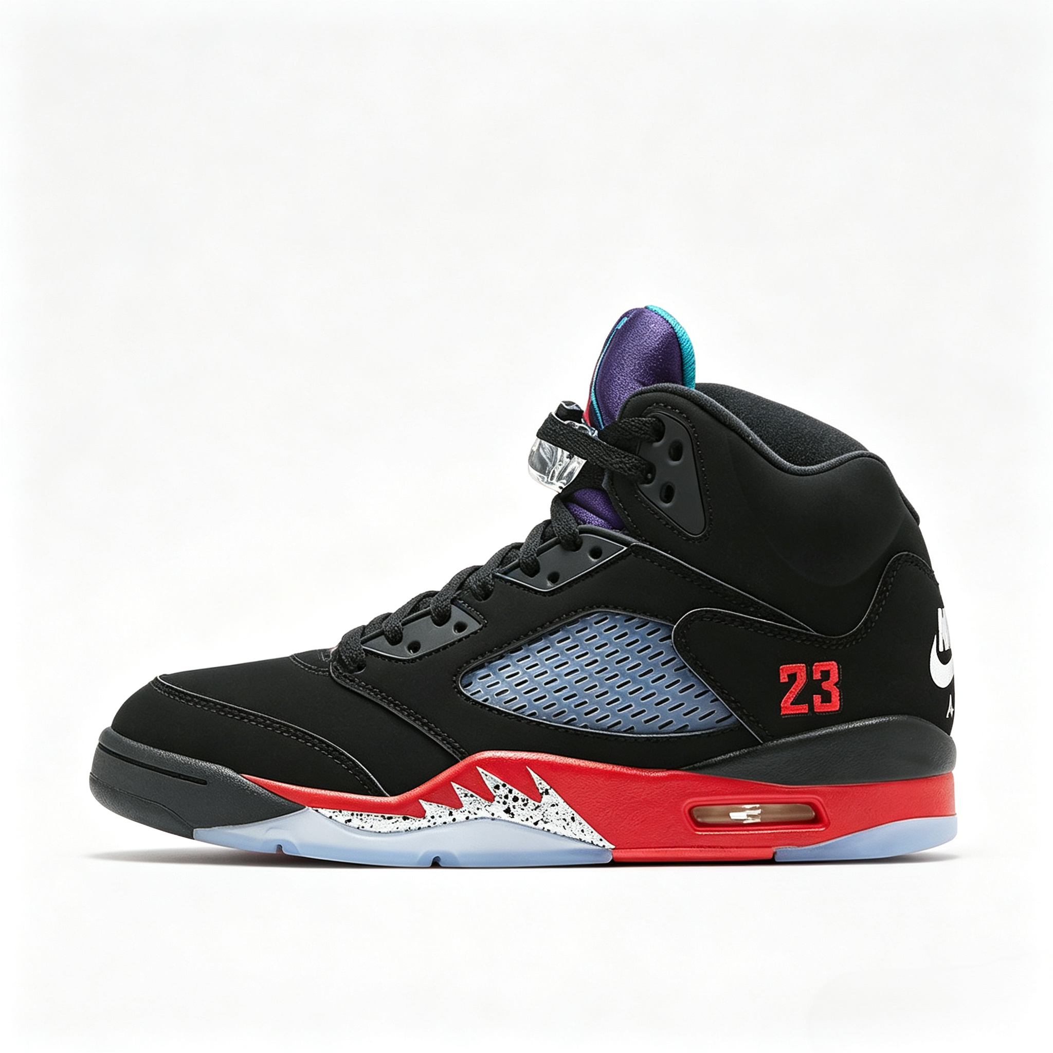 Air Jordan 5 Retro AJ5 Black Red Purple Grape Men's High‑Top Retro Basketball Shoes CZ1786‑001