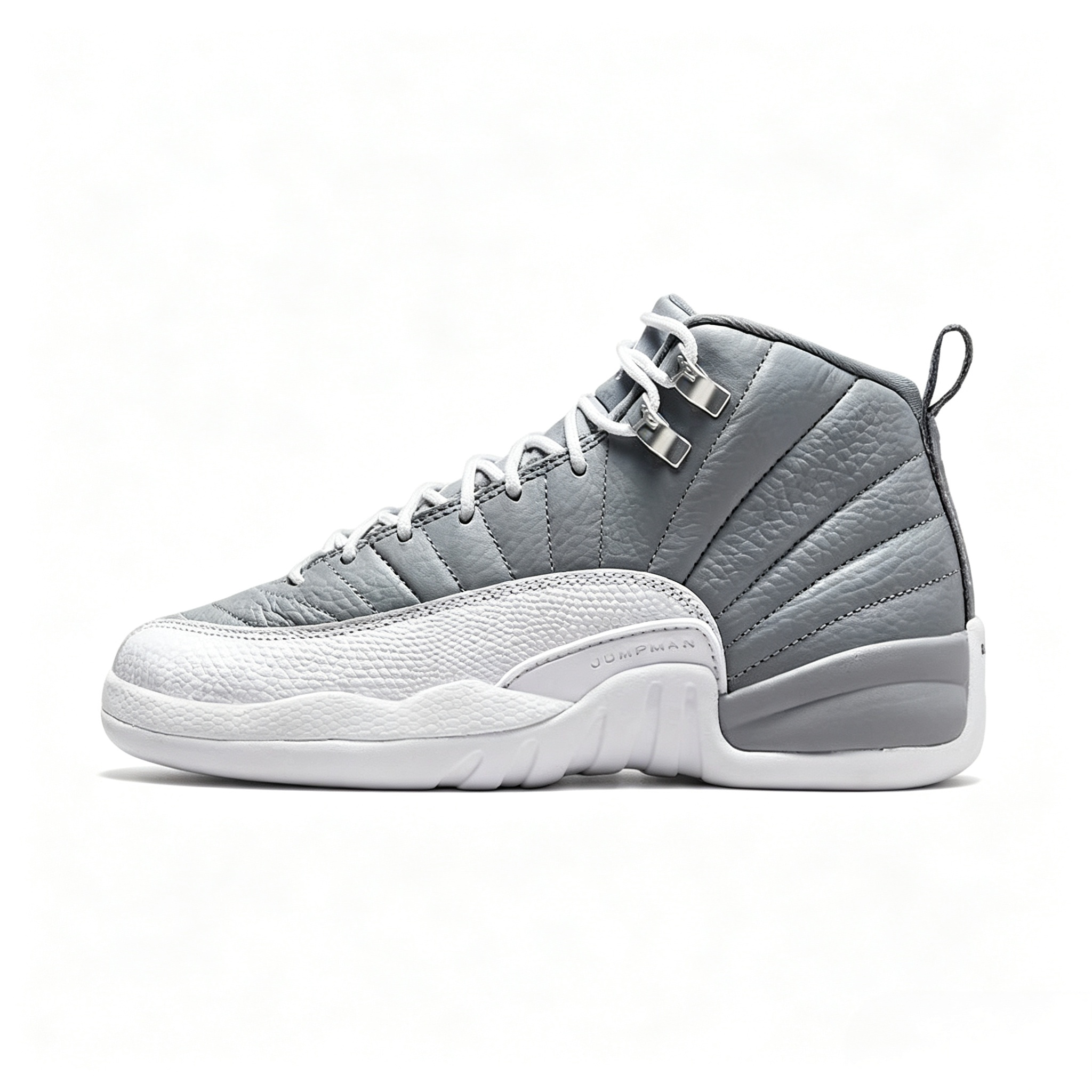 Air Jordan 12 GS White Grey High‑Top Retro Wear‑Resistant Basketball Shoes 153265‑015