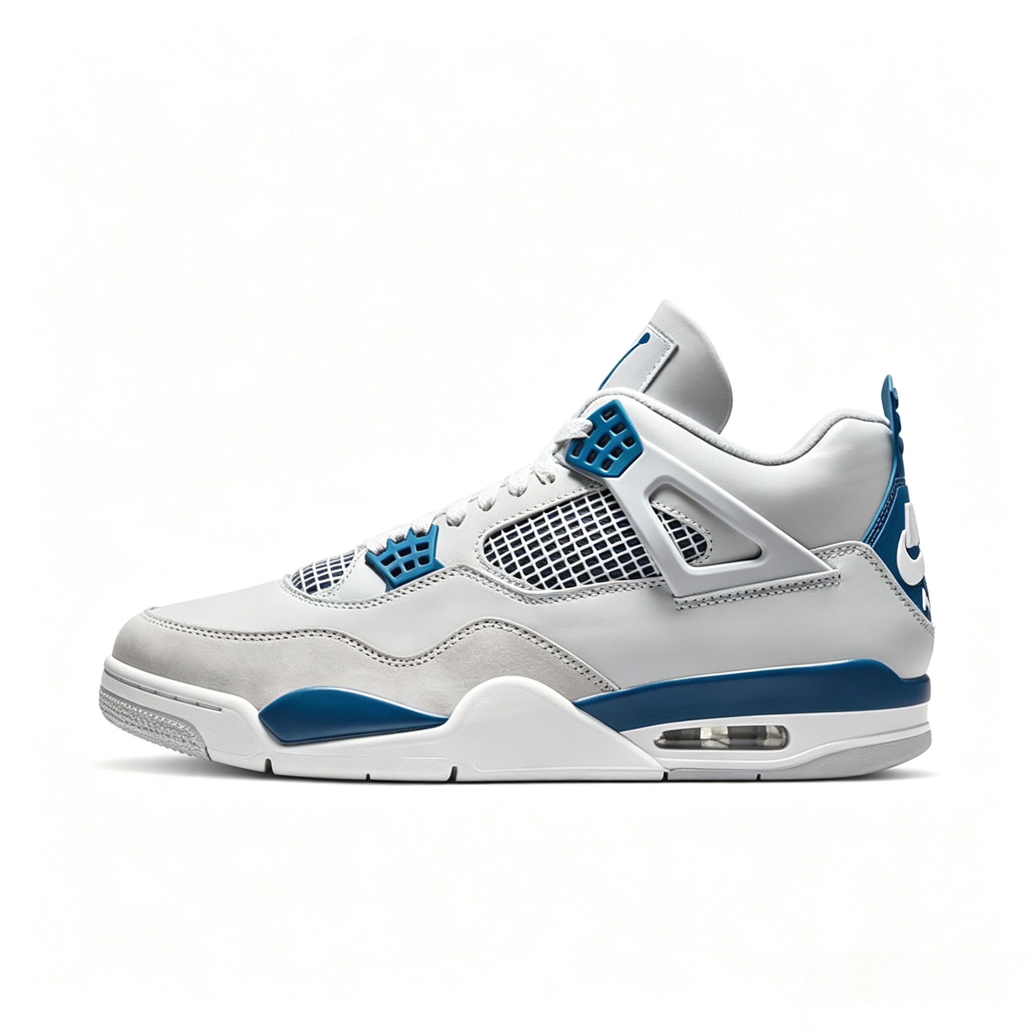 Air Jordan 4 Retro Men’s White‑Blue Mid‑Top Casual Basketball Sneakers HF4281‑141